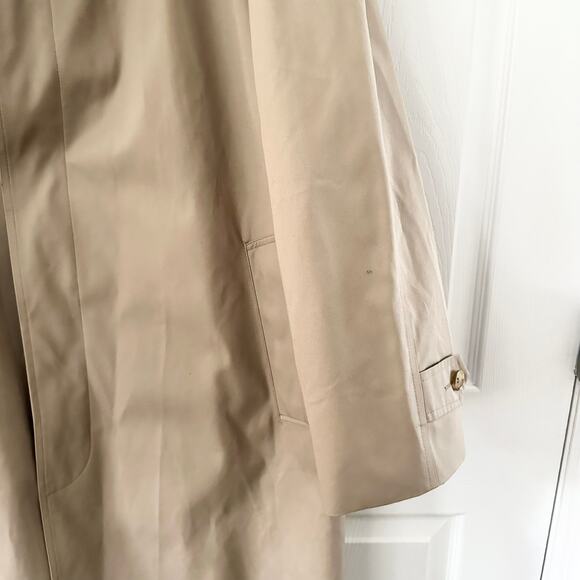 Brooks Brothers Tan Khaki Long Trench Overcoat Plaid Lining Wool Zip Interior - Picture 6 of 12